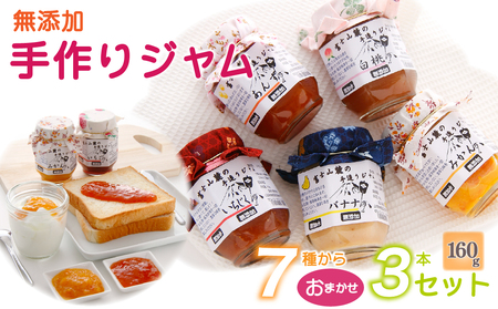 【布なし】富士山麓の無添加手作りジャム　7種からおまかせ３本セット DSC001