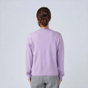 日本製 カシミヤ100% レディース Vカーディガン ラベンダー 2Lサイズ [2668]