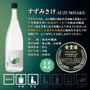 季節の真澄 夏季限定 純米大吟醸 山花 純米吟醸 すずみさけ 1800ml 2本 日本酒 飲み比べ 飲み比べ 日本酒