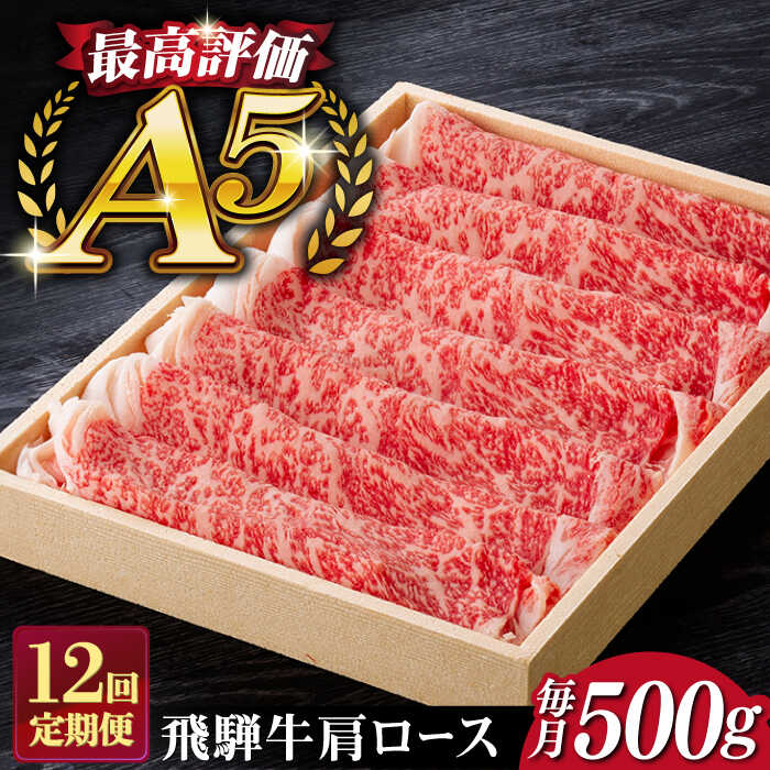 【ふるさと納税】【12回定期便】飛騨牛 すきやき しゃぶしゃぶ 500g ロース（肩ロース） 5等級 A5 贅沢三昧定期便 国産 和牛 岐阜県 岐阜市/だるまミート[ANBE007]