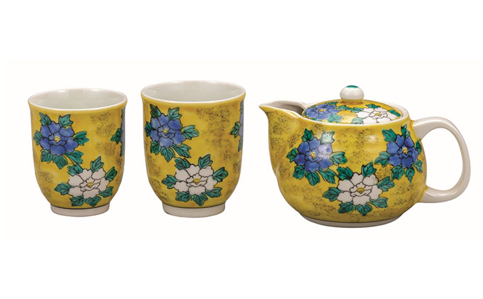 九谷焼　くつろぎ揃・吉田屋牡丹（網付）（3点セット） a03 民芸品 工芸品 焼き物 食器 