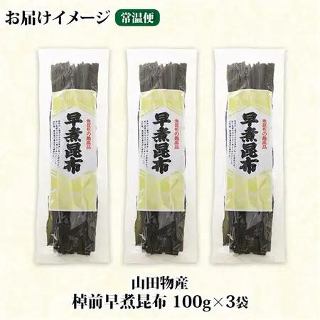北海道釧路町産昆布3袋セット  山田物産の天然棹前早煮昆布 100g×3袋_棹前 さおまえ 棹前昆布 天然 昆布 こんぶ コンブ 煮昆布 海藻 乾物 昆布森産 山田物産 北海道 釧路町 釧路超 特産品