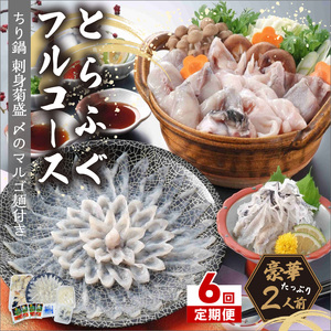 【6回定期便】とらふぐフルコース【刺身菊盛・ちり鍋】〆はマルゴめん(中間市新名物米粉麺)九州の味を堪能　豪華2人前【001-0407】