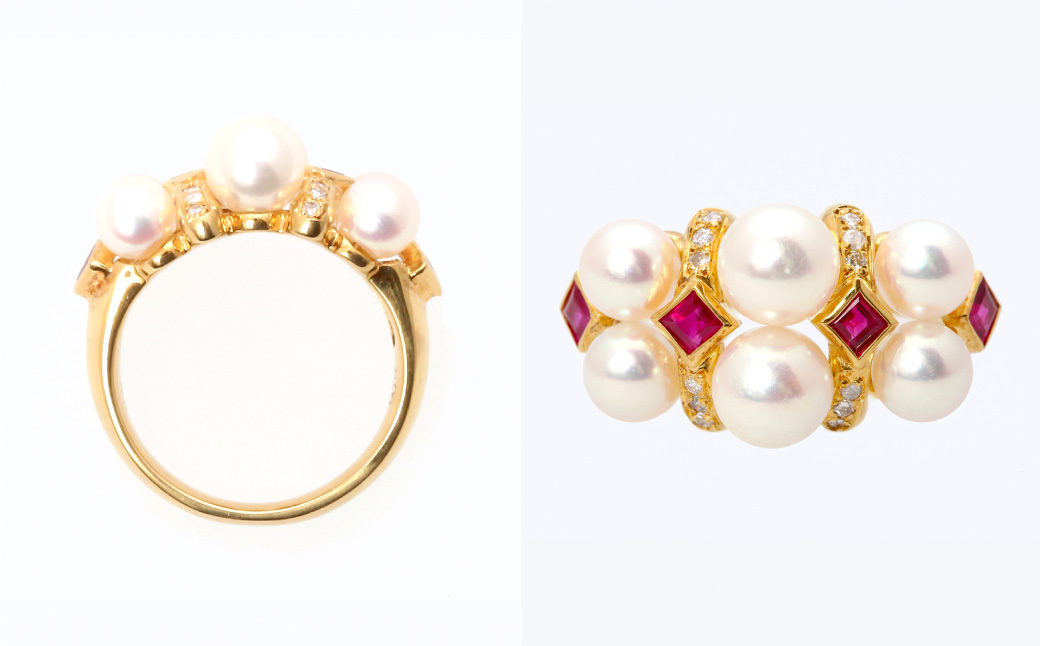 【限定1点】あこや真珠 (5−6mm珠) ルビー入りリング K18 イエローゴールド ／ 指輪 ジュエリー アクセサリー パール 長崎県 長崎市 園田真珠