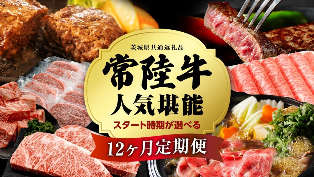 
            ＼ 選べるスタート月 ／ 【 定期便 全12回 】常陸牛 人気 12ヶ月 堪能セット 牛肉 肉 お肉 国産 国産牛 ヒレ ステーキ ハンバーグ サーロイン 赤身 切り落とし 霜降り カルビ すき焼き しゃぶしゃぶ 和牛 黒毛和牛 (茨城県共通返礼品)
          