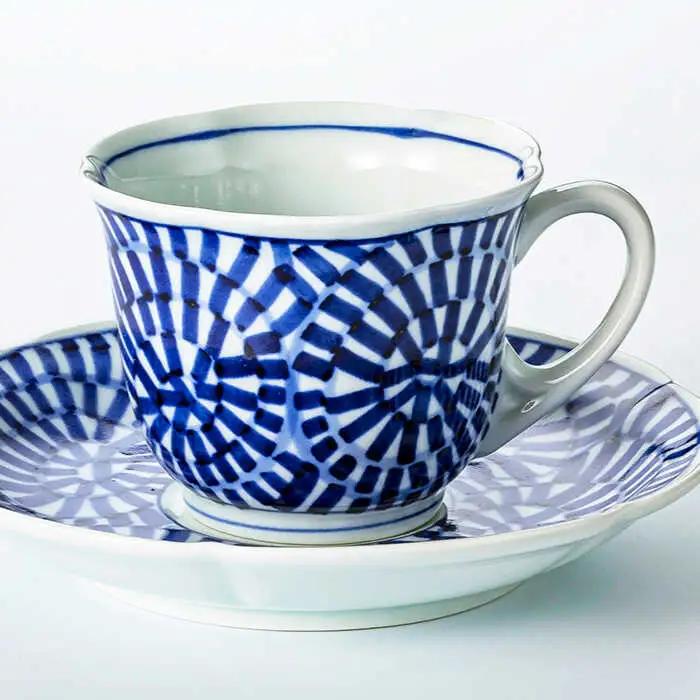 【波佐見焼】タコ唐草絵（手描）珈琲碗皿5客揃 食器 カップ 【不二商店】 [UC09] 波佐見焼