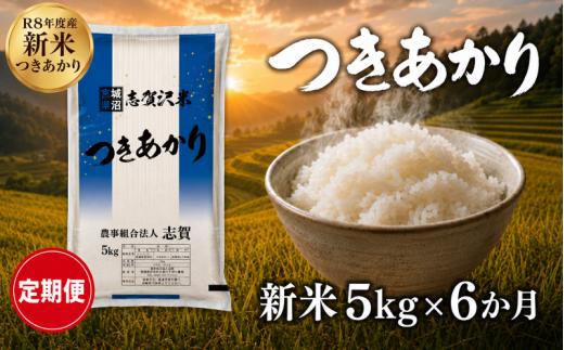 【 令和8年産 】新米 つきあかり 定期便 5kg 6ヶ月 おこめ お米 白米 精米 コメ ライス ごはん ご飯 国産米 銘柄米 ふっくら もちもち おいしい おべんとう 弁当 おにぎり 大粒 甘み つや 食味 毎日の食卓 飽きない 冷めてもおいしい 志賀沢米 岩沼産米