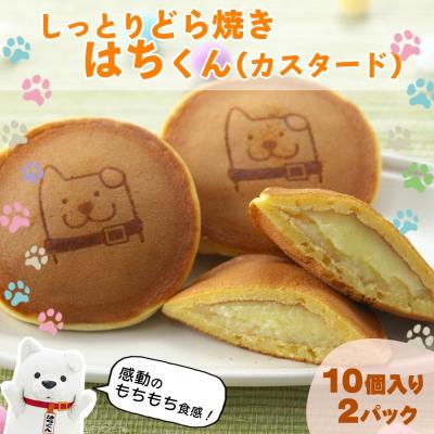 ふるさと納税 大館市 冷凍しっとりどら焼きはちくん(カスタード)10個入り×2パック