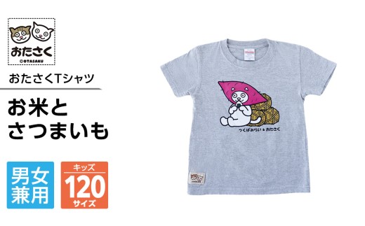 【ギャラリーおたさく×つくばみらい市】  お米とさつまいも おたさくTシャツ キッズ 120cm グッズ 猫 ねこ おたさく Tシャツ 半袖 キュート かわいい 男女兼用 ユニセックス 市役所 コラボ 米 芋 さつまいも キッズ 