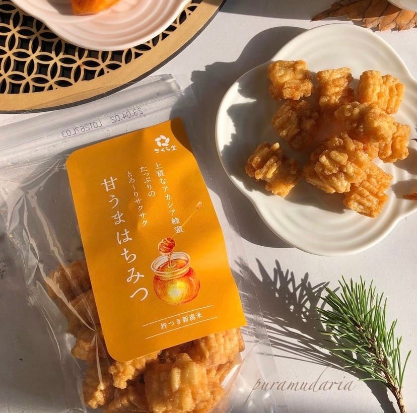 スタンドパック おかき 甘うまはちみつ 12個 さくら堂 さくら製菓 新潟 新発田 菓子 お菓子 おかし 和菓子 アカシア はちみつ ハチミツ 蜂蜜 甘い 昆布だし 鰹だし 醤油 米 お米 もち米 ラ