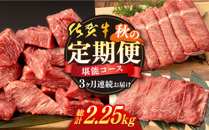 【3回定期便】佐賀牛 秋の定期便 堪能コース  / 佐賀牛 佐賀県産黒毛和牛 牛肉 定期便【桑原畜産】[NAB106]