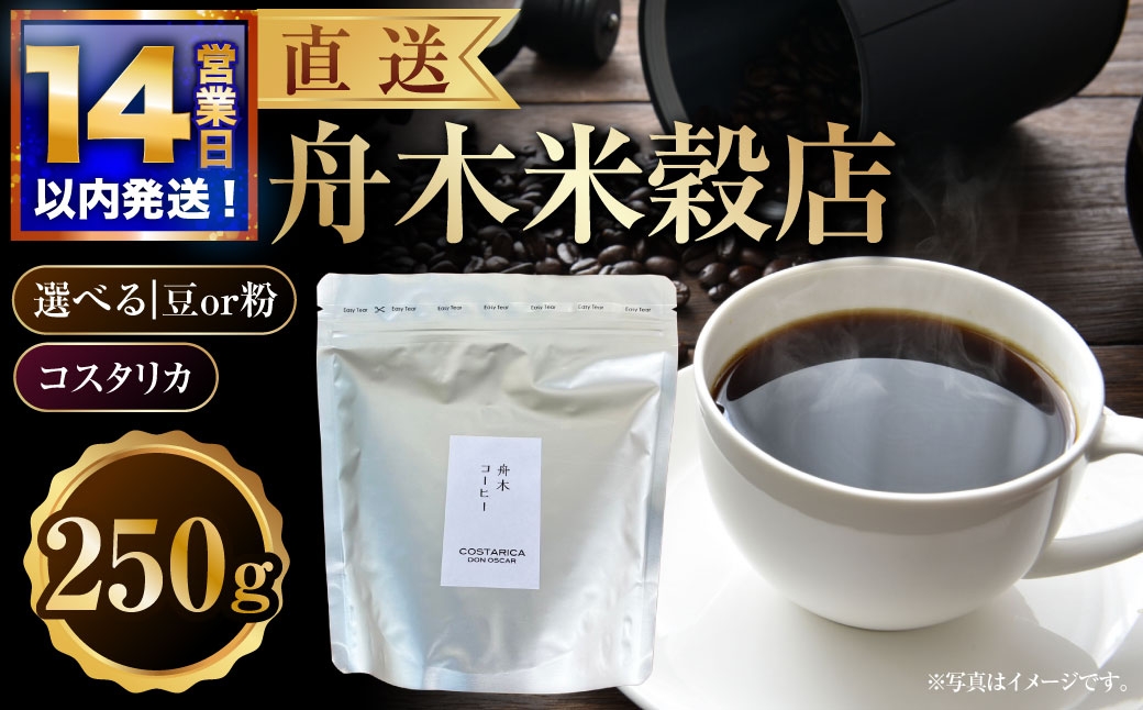 
                  【 選べる種類 】 【14営業日以内に発送】 【直送】 舟木米穀店 コスタリカ 250g （ 豆 ・ 粉 ） コーヒー 珈琲 COFFEE coffee コーヒー豆 コーヒー粉 スペシャルティコーヒー 自家焙煎 焙煎
                