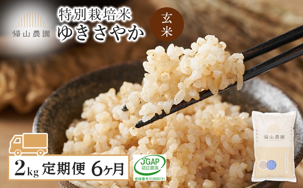 
            【令和7年産新米】【6カ月定期便】特別栽培米産地直送「玄米ゆきさやか 2kg」《帰山農園》
          