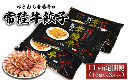 【11ヶ月定期便】ゆきむら壱番亭の常陸牛餃子3パック(48個入り) ※離島への配送不可