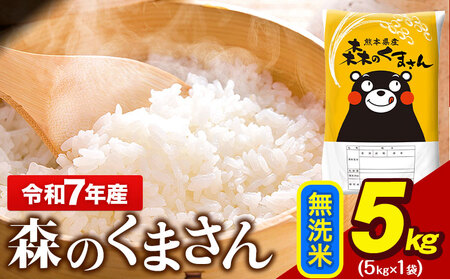 令和7年産  無洗米  森のくまさん 5kg × 1袋  熊本県産 単一原料米 森くま《1-5日以内に出荷予定(土日祝除く)》｜人気米 熊本県産米 お米 生活応援米
