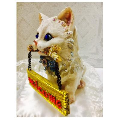 ふるさと納税 中間市 ジュエリー招き猫:ウエルカムキャット(ボード付き)白猫 |  | 03