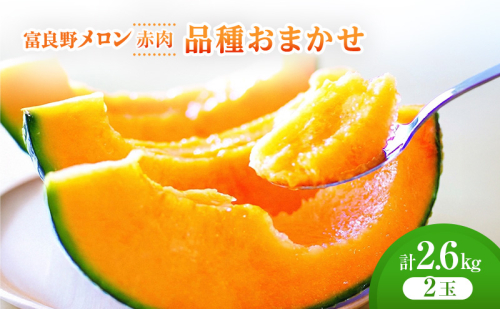＜2026年発送＞富良野メロン (赤肉) 品種おまかせ 約1.3kg～/2玉 [ メロン フルーツ 果物 北海道 富良野 ]