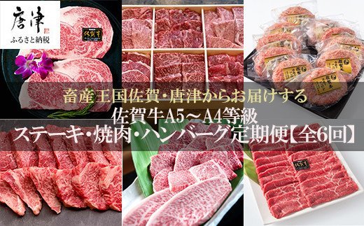 「定期便全6回」 佐賀牛 ステーキ・焼肉・ハンバーグ 寄附翌月から発送 (合計3.96kg) A5〜A4等級 ギフト 贈り物 「2023年 令和5年」