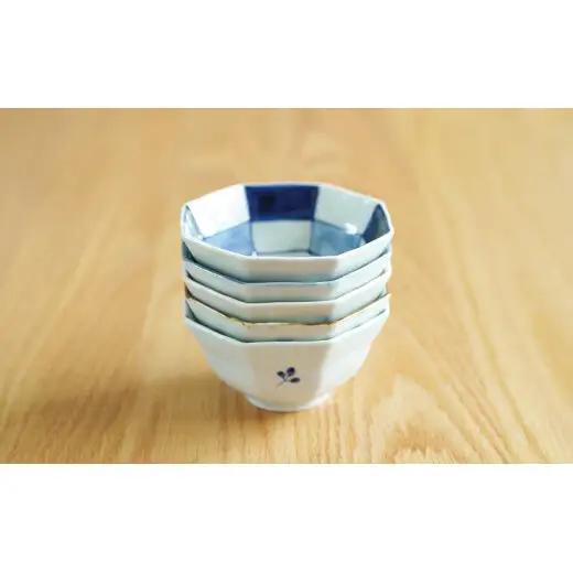 「おうちで楽しむ」リム八角 深小鉢 絵変り 5個セット【皓洋窯】有田焼 和食器 食器 うつわ 器 小鉢 5柄セット セット 染付 赤絵 手描き シンプル 惣菜 おしゃれな小鉢 ギフト | 40000円