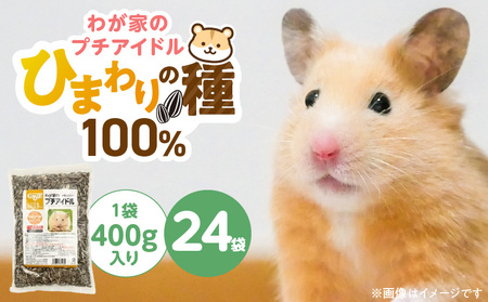 わが家のプチアイドル ひまわりの種 100%（400g×24袋）_ひまわりの種 100% 400g × 24袋 リス ハムスター モルモット ウサギ 小動物 殻付きタイプ カリカリ食感 香ばしい 風味 タンパク質 食物繊維 ビタミン ミネラル おやつ チャック付き 便利 福岡県 久留米市 送料無料_Pf083-01