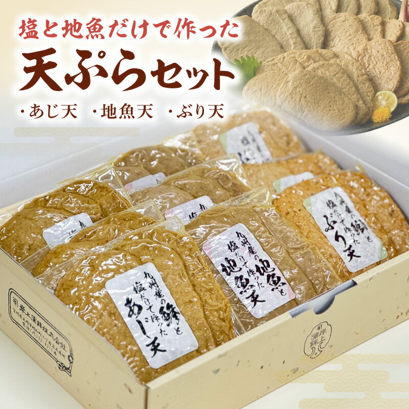 【ふるさと納税】塩と地魚だけで作った 天ぷら セット 計 27枚 岸上蒲鉾 九州産 あじ天 地魚天 ぶり天 地魚 アジ タチウオ エソ ぶり 旨み 上品 塩味 格別 味わい 素材の味 贅沢な逸品 おかず おつまみ 贈答用 ギフト用 食品 お取り寄せ 宮崎県 延岡市 送料無料
