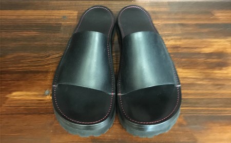 レザーサンダル（ブラック）サイズ9（27～27.5cm）【キャッスルファイブレザーアート】 ファッション 靴 シューズ 牛革 