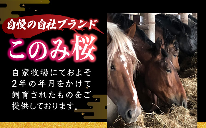 【6回定期便】鮮度抜群！冷蔵お届け 上馬刺し 2種 食べ比べ 赤身(150g) 霜降り(100g) 食べ比べ 計250g ブランド馬肉「このみ桜」馬刺し用醤油付き【馬庵このみ】馬刺し 馬肉 霜降り 赤