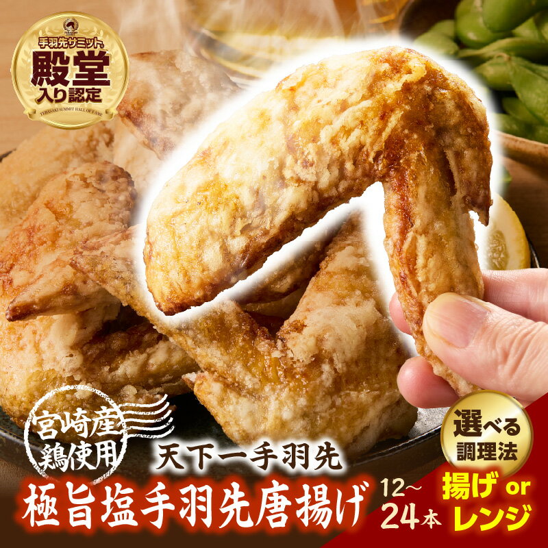 【ふるさと納税】【選べる種類】【手羽先サミット殿堂入り！】極旨塩生手羽 or 極旨塩手羽先（調理済み) 24本 手羽先唐揚げ 唐揚げ 手羽先 手羽 鶏 鶏肉 総菜 調理済み 冷凍 人気 おすすめ 国産 ギフト プレゼント 贈り物 贈答 お祝い ご褒美 宮崎県 小林市 送料無料