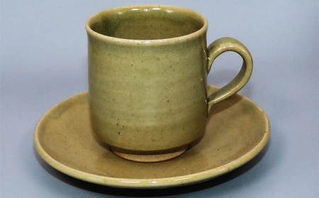 虫明焼 コーヒーカップ＆ソーサー 2個組（曙窯 作） 工芸品 ティーカップ 