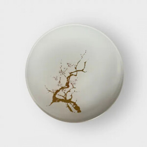 丸小皿 桜 純白（ゴールド桜） ［NF256］