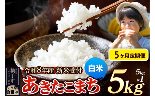 《令和8年産 新米受付》定期便5ヶ月》 米 あきたこまち 5kg 【白米】 秋田県産 [新米 先行予約 先行受付 米 コメ 白米 あきたこまち おいしい 美味しい]