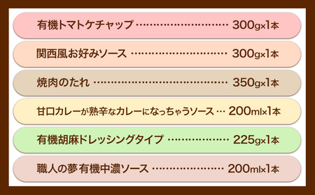 有機 調味料 セットA 6種 光食品 株式会社 《30日以内順次出荷(土日祝除く)》無添加 調味料 バラエティーセット 中農ソース 濃厚ソース お好みソース ケチャップ ドレッシング 無農薬栽培 徳島