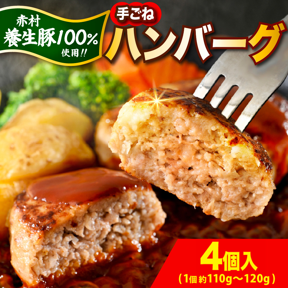 赤村養生館 特製手ごねハンバーグ 4個 B23
