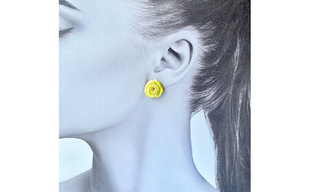 茅ヶ崎市 湘南 陶磁器 ピアス 上品 かわいい レディース ギフト プレゼント 誕生日 母の日 お祝い サマーギフト ゴールド 金 アート アクセサリー Artopus.SHONAN ピアス 薔薇 大