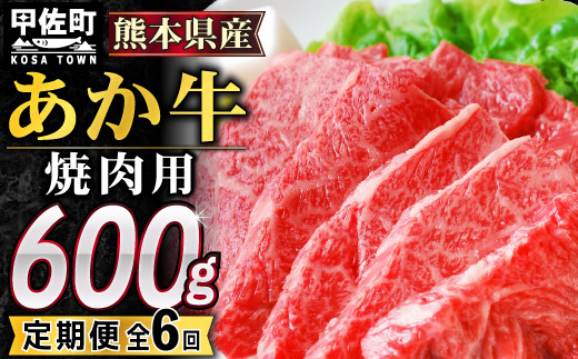 
【毎月お届け】熊本県産GI認証_くまもとあか牛カルビ焼肉用　600g【定期便6ヶ月コース】Z
