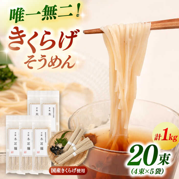 【ふるさと納税】【お中元対象】きくらげ麺(20束) ▼ キクラゲ 生木耳 日本産 キクラゲ 麺類 きくらげ きのこ 国産 桂川町/オドラ株式会社[ADBA012]