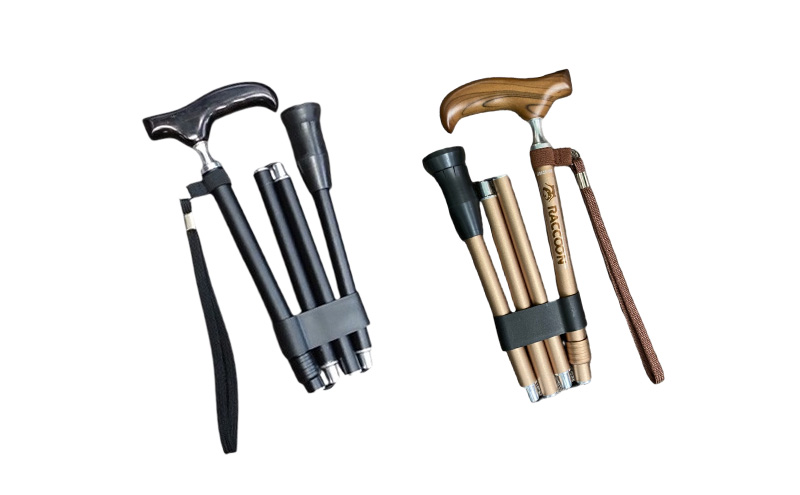 ラクーンステッキ 折りたたみ ステッキ 杖 つえ アルミ製 四つ折り 滑りにくい 安定感 転倒防止 180cm位迄 高齢者 大田区 東京