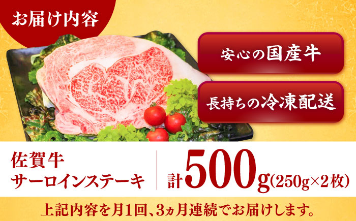 【全3回定期便】佐賀牛サーロインステーキ 計1.5kg（250g×2枚×3回） / 佐賀県 / ヤマサン食品 [41ADAA008]