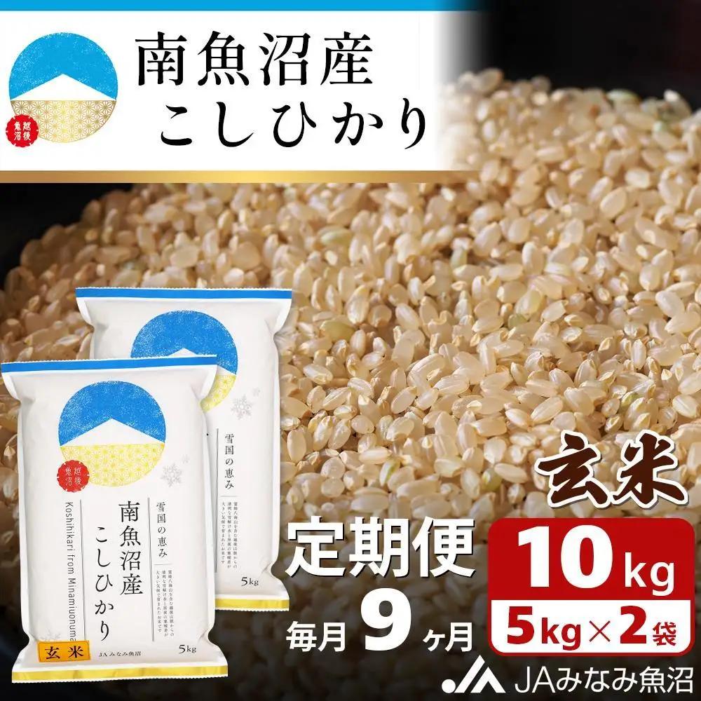 【JAみなみ魚沼定期便】南魚沼産こしひかり玄米（10kg×全9回）｜玄米