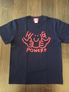 鎌倉ブランドの老舗「KAMAKULAX」の定番オリジナルHUG POWER ! Tシャツ【ネイビー】Lサイズ