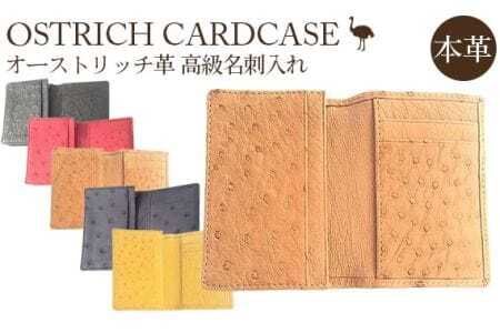 オーストリッチ革高級名刺入れ（イエロー）【高級素材の代名詞！】  [No.163-05]