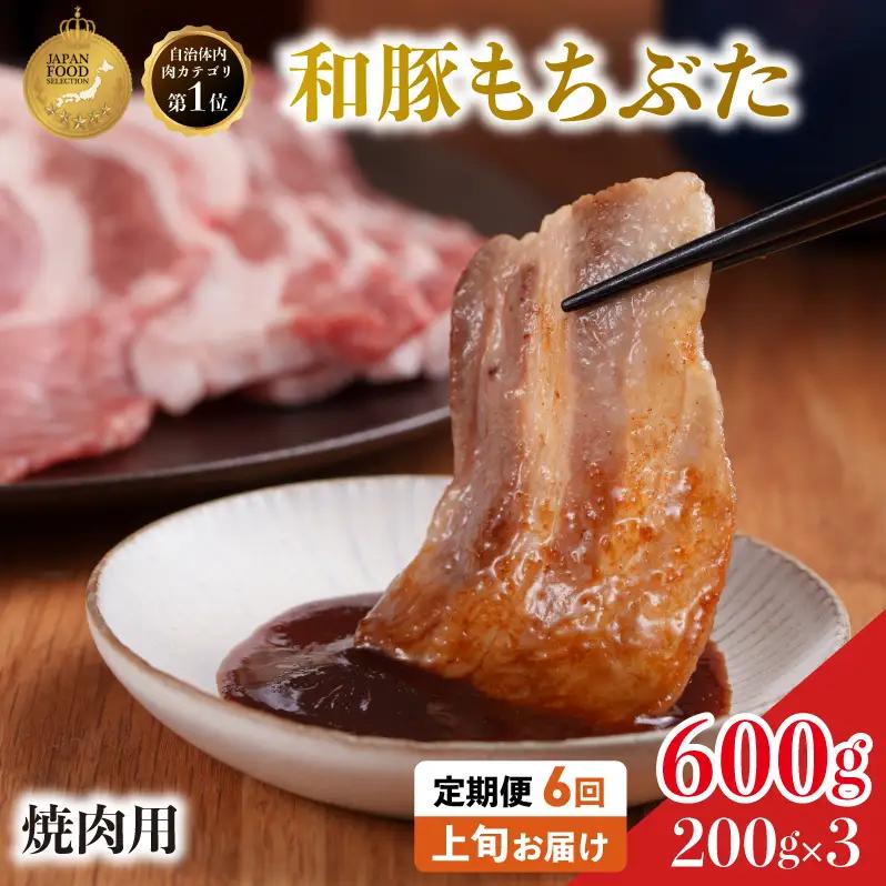焼肉用 豚バラ 和豚 もちぶた 200g×3 豚肉【定期便 6回】