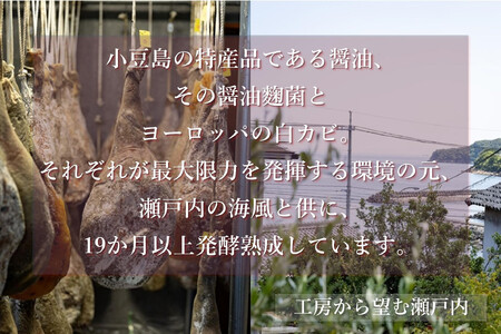 国産生ハム 小豆島発酵ハム 19か月以上発酵熟成【骨付き原木1本】（生ハム台とナイフ付き）