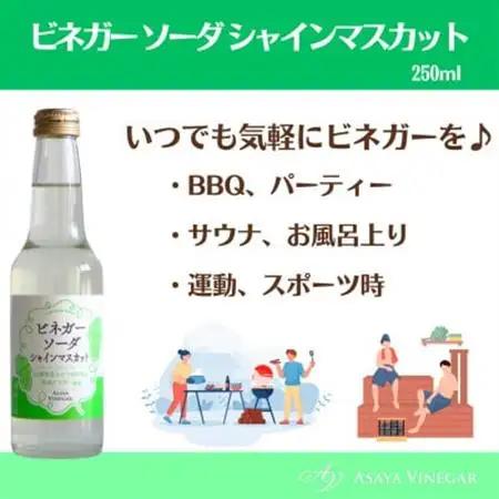 山梨産ぶどう100%の熟成ビネガーの、そのまま飲める「ビネガーソーダシャインマスカット24本セット」【1658353】