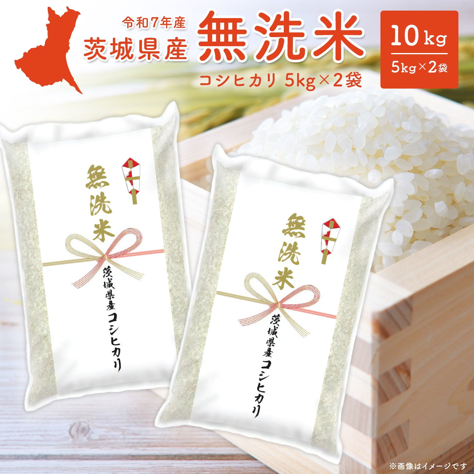 【無洗米】 令和7年産 〈令和8年2月内発送〉 コシヒカリ 10kg (5kg×2袋)  茨城県産 米 無洗米 小分け 2025年産 K2454