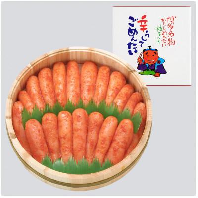 ふるさと納税 岡垣町 無着色辛子明太子1kg(500g×2)木樽入り(岡垣町)