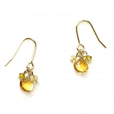 ふるさと納税 小山市 天然石シトリンとスワロフスキーのピアス