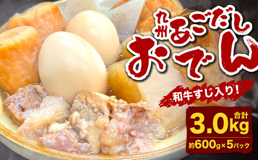 九州 あごだしおでん（和牛すじ入り） 計約3kg（約600gx5パック） おでん 関門和牛 和牛 和牛すじ肉 すじ肉 牛すじ