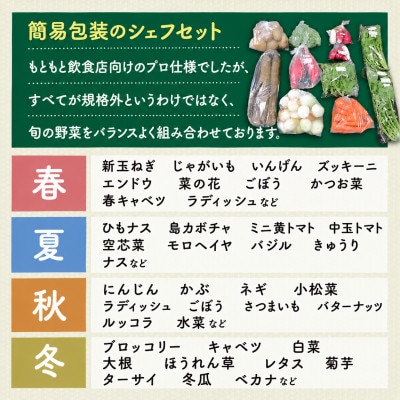 【毎月定期便】しあわせ野菜畑のシェフMセット　(訳あり規格外の有機野菜を一部使用)全12回【配送不可地域：離島・北海道・沖縄県・四国・九州】