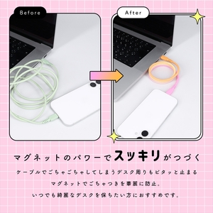MOTTERU(モッテル) マグネットケーブル グラデーション USB-A to USB-C 1m 磁力でまとまる 急速充電 データ転送 2年保証 コットンキャンディ (MOT-MGGAC100-CC